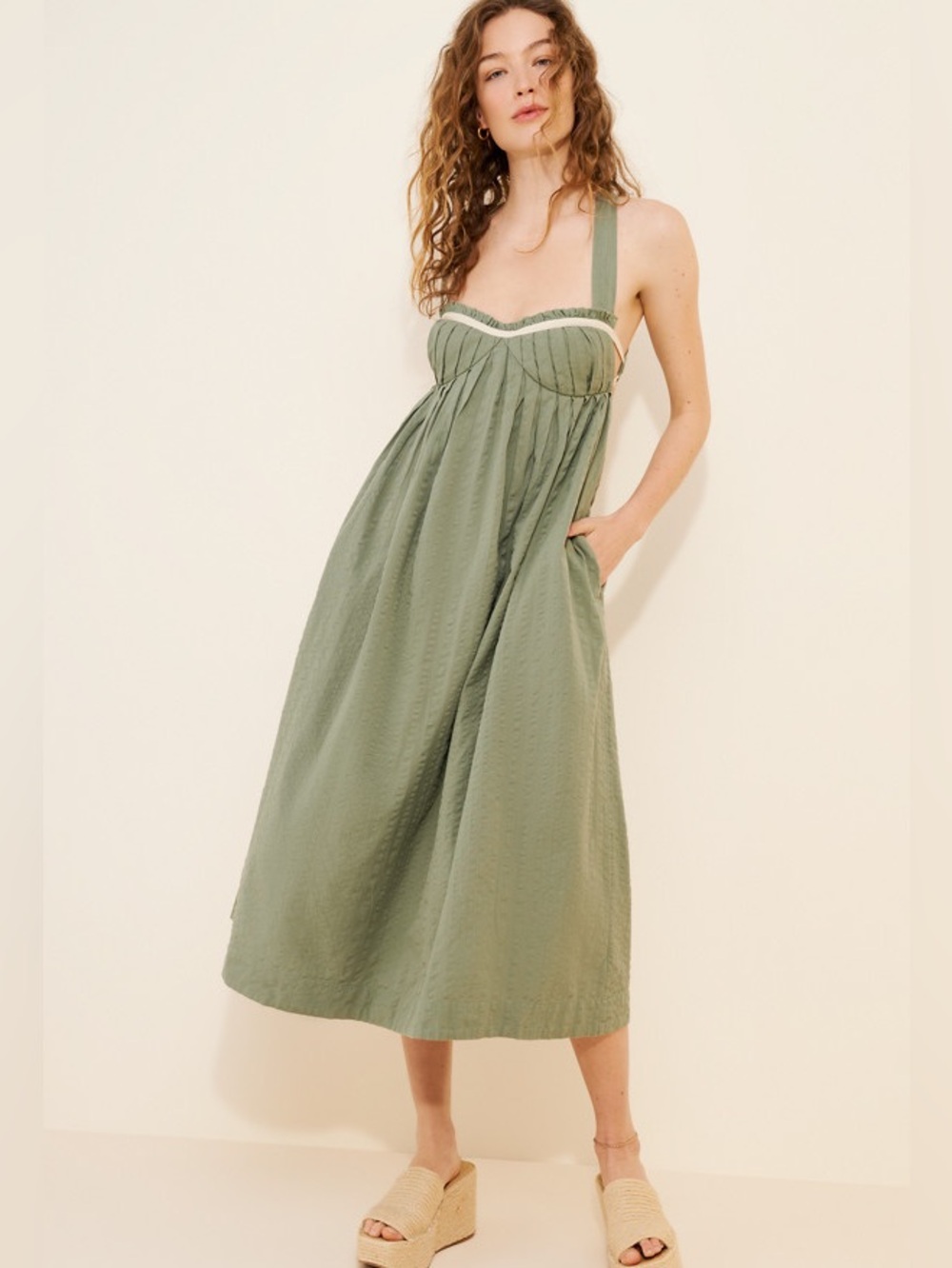 Free People Poppy Cotton Seersucker Midi Dress S